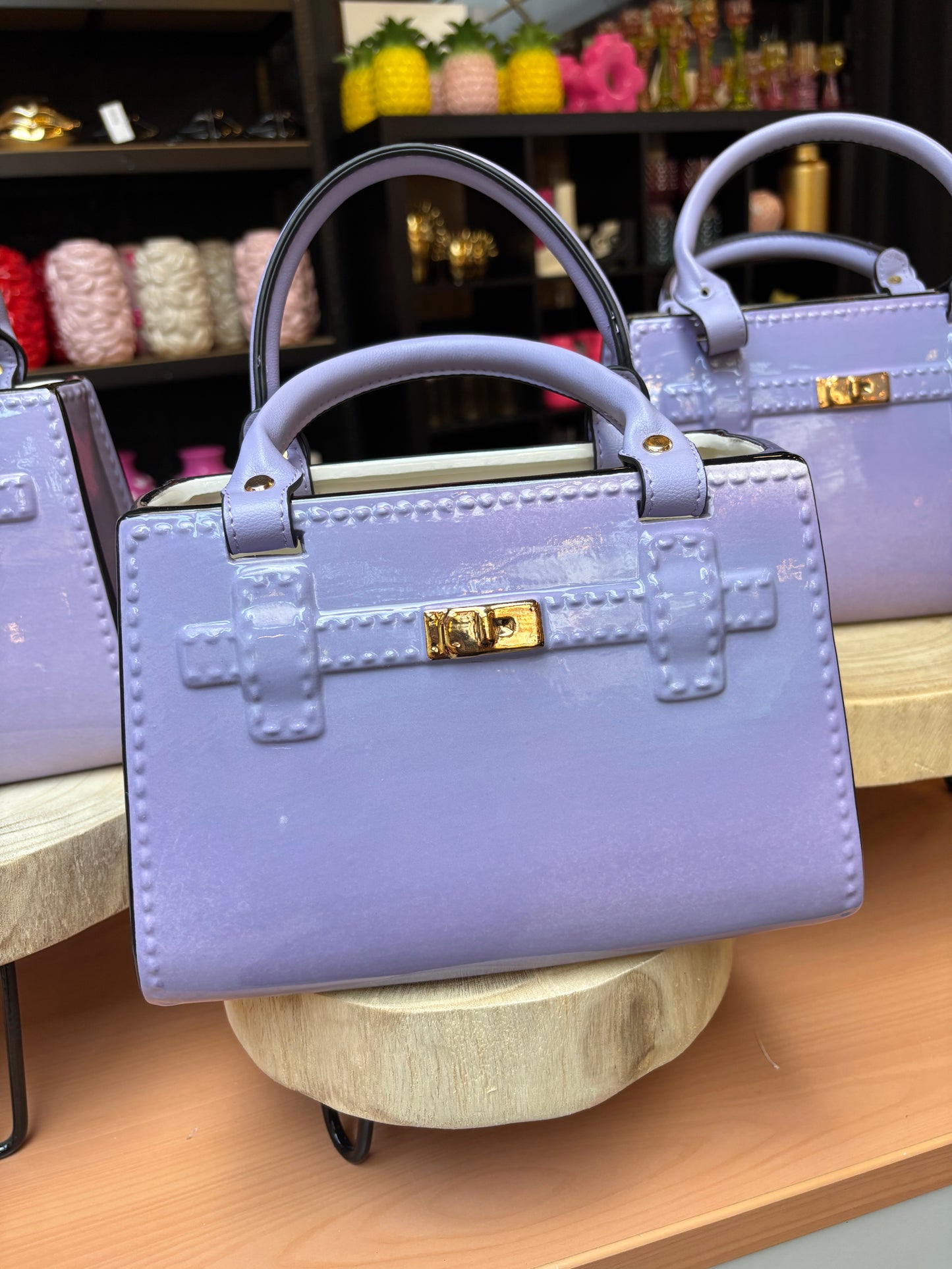 Exclusieve bag vase purple & Gold