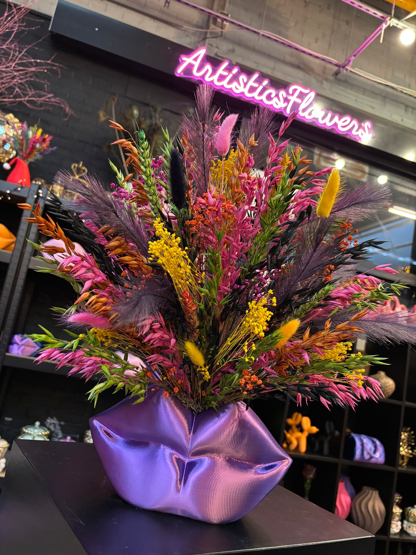 Lippen neon Large X Flowers Vegas