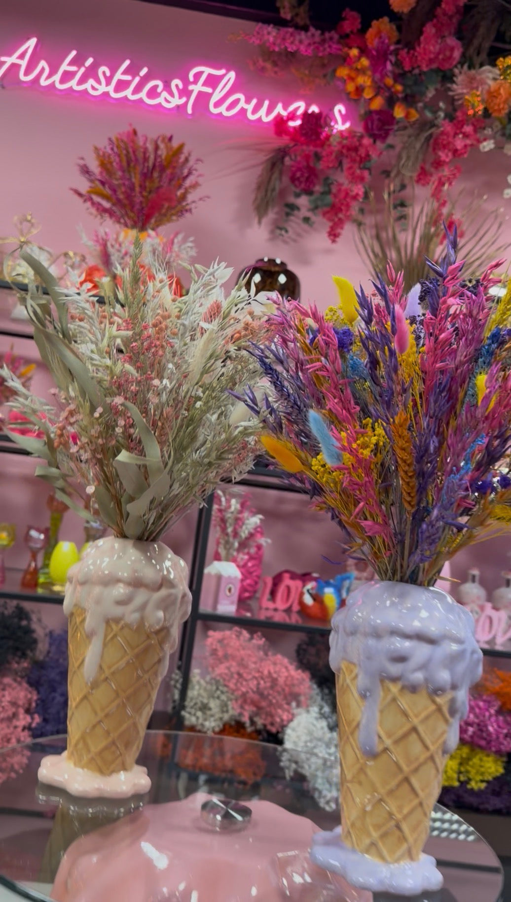 Ice cream vase & Flowers