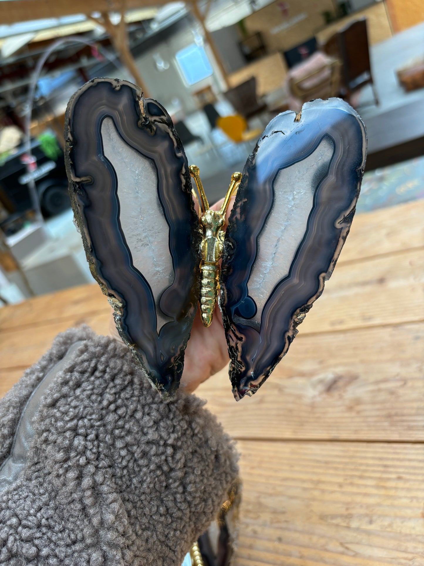 Vlinder van agaat donker