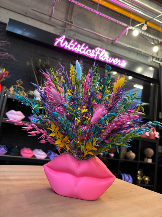 Lippen Neon Pink Small X Flowers Ibiza