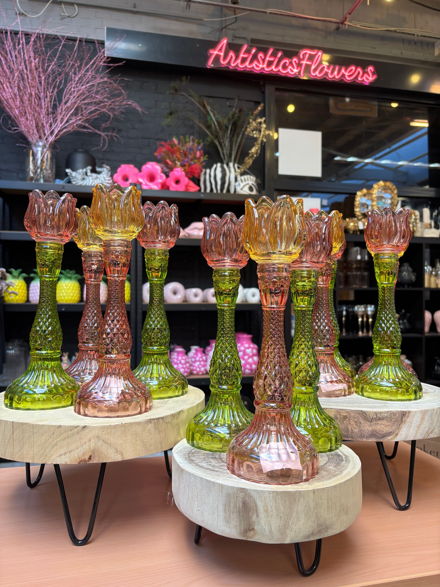 Tulpenkandelaar groen & geel