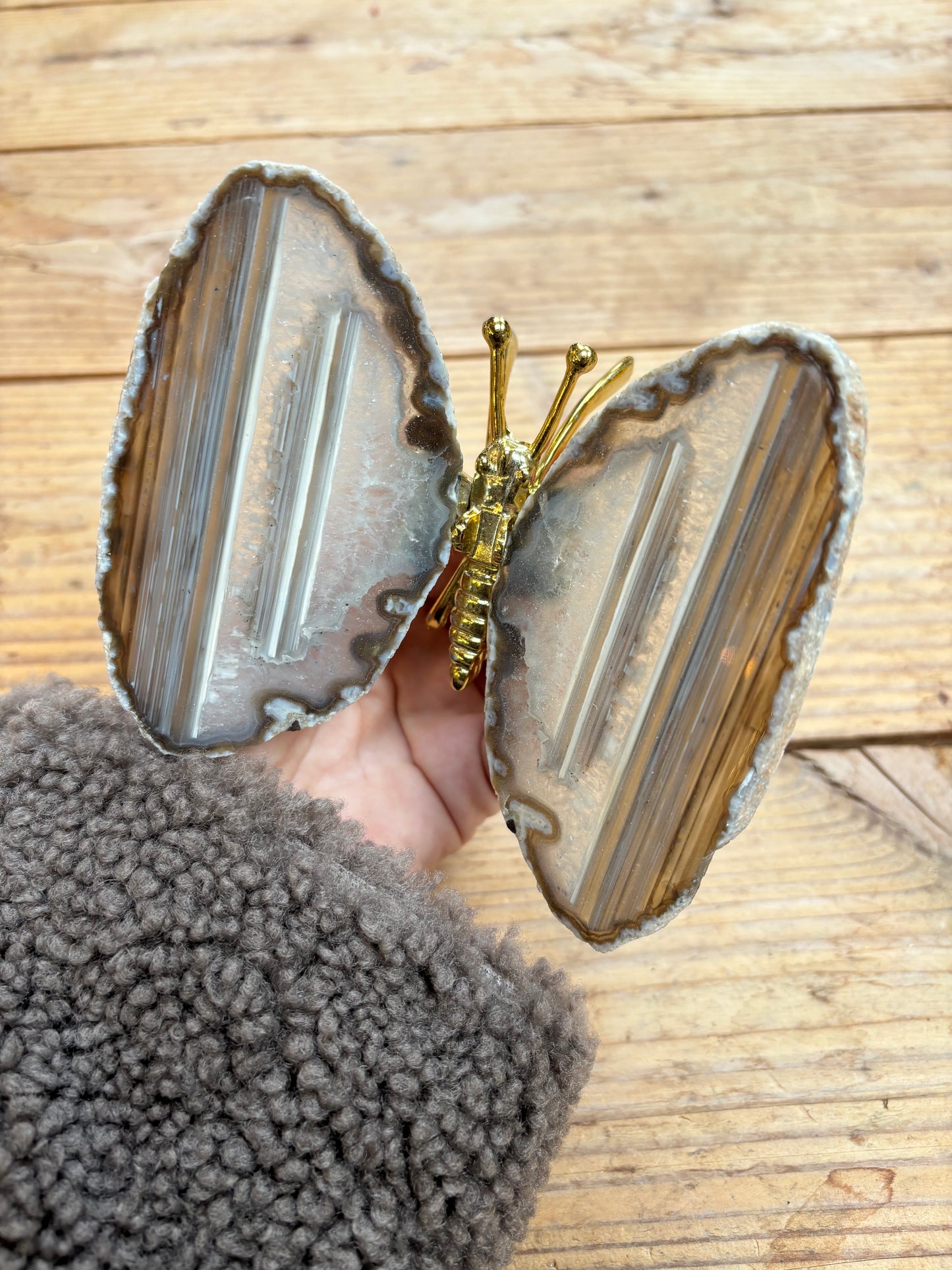 Vlinder van agaat wit gestreept