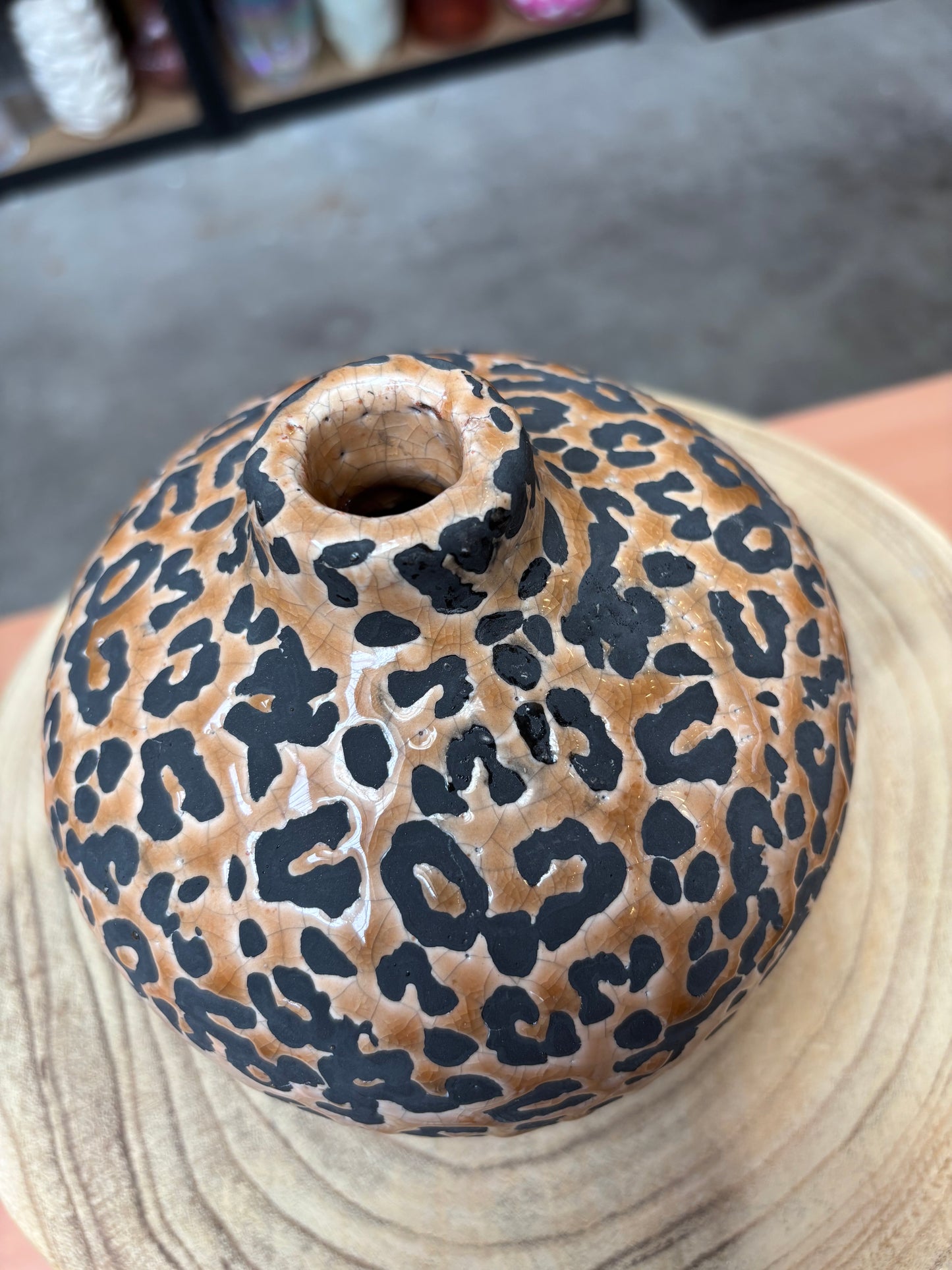 Leopard vaas 15x15x2 cm