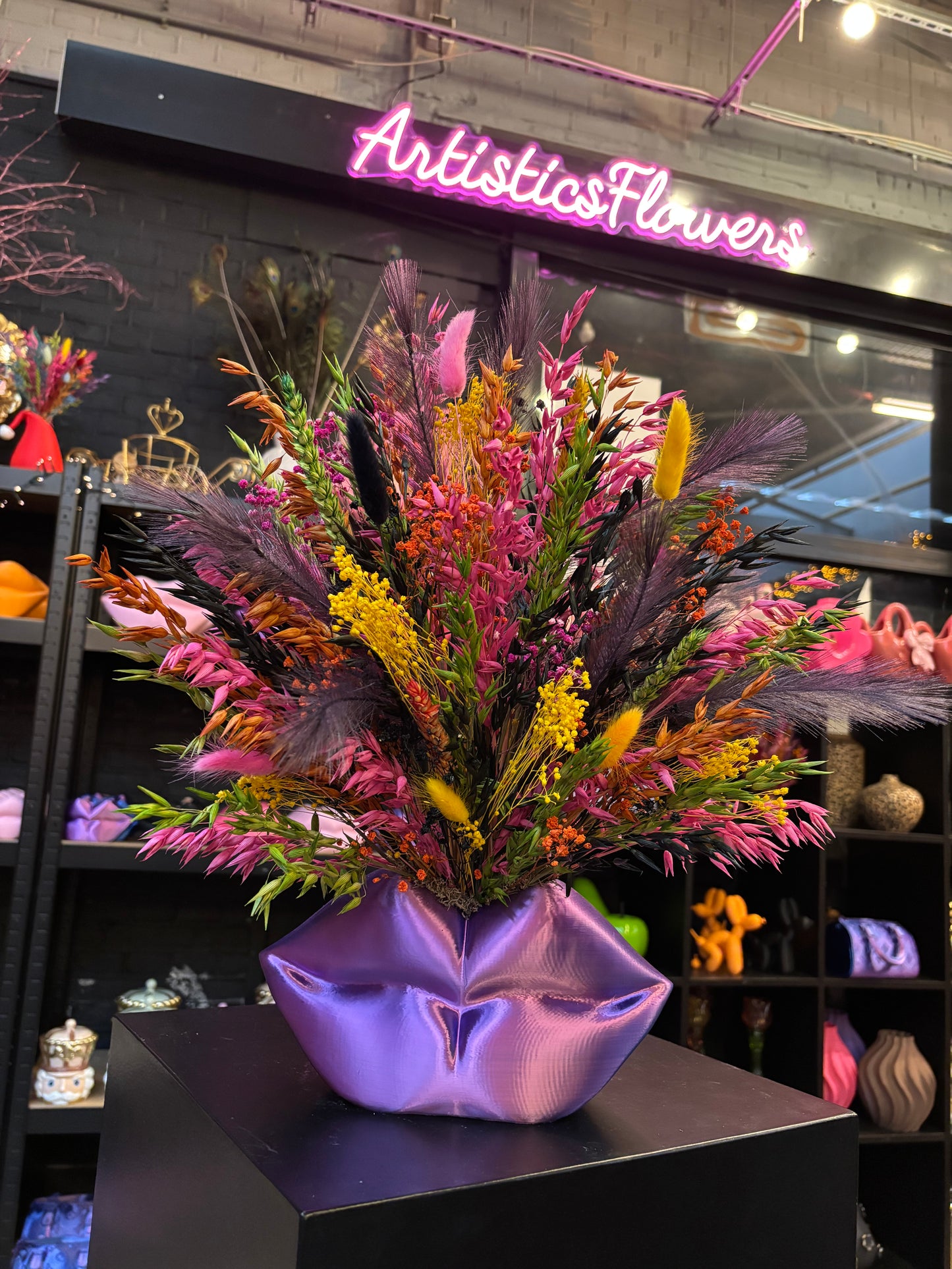 Lippen neon Large X Flowers Vegas