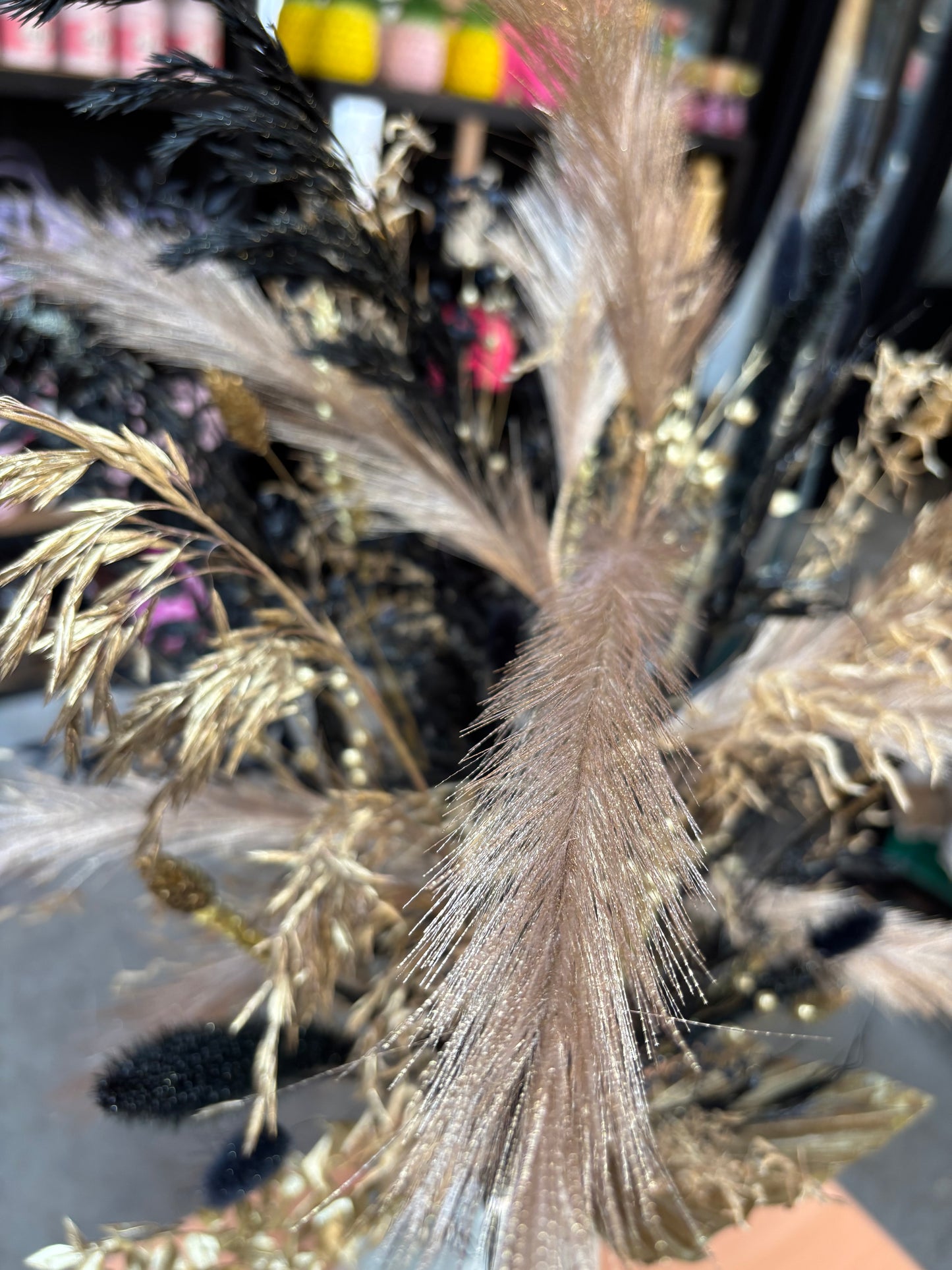 Droogboeket Gold & Black Sparkles