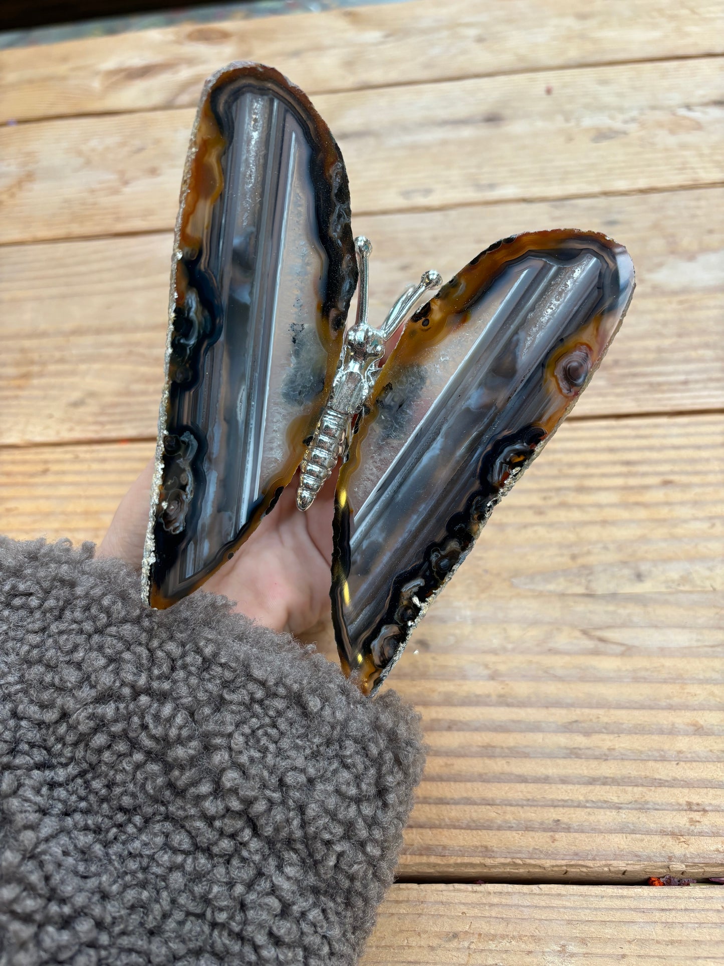 Vlinder van agaat grijs