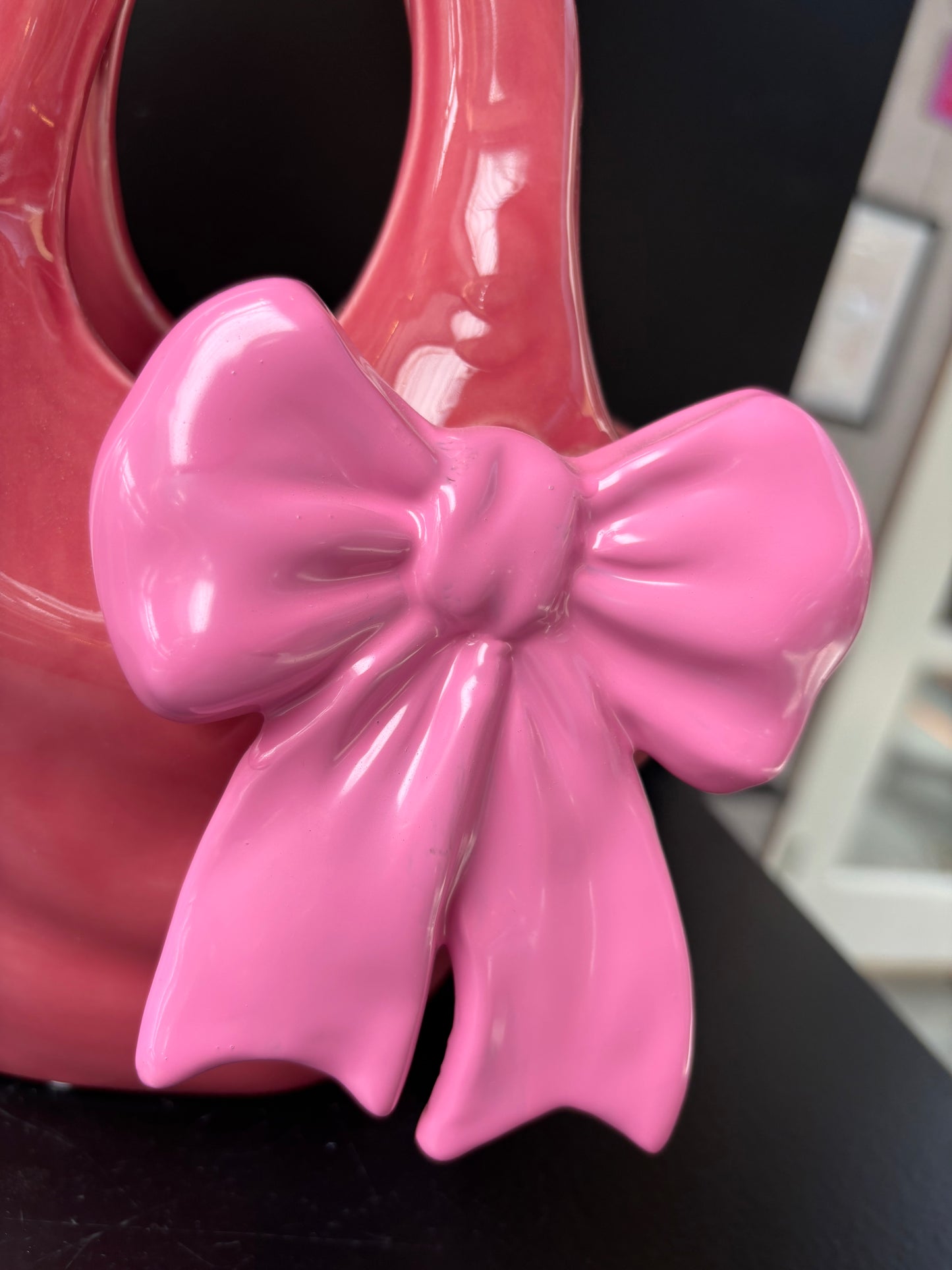 Handbag vase pink bow