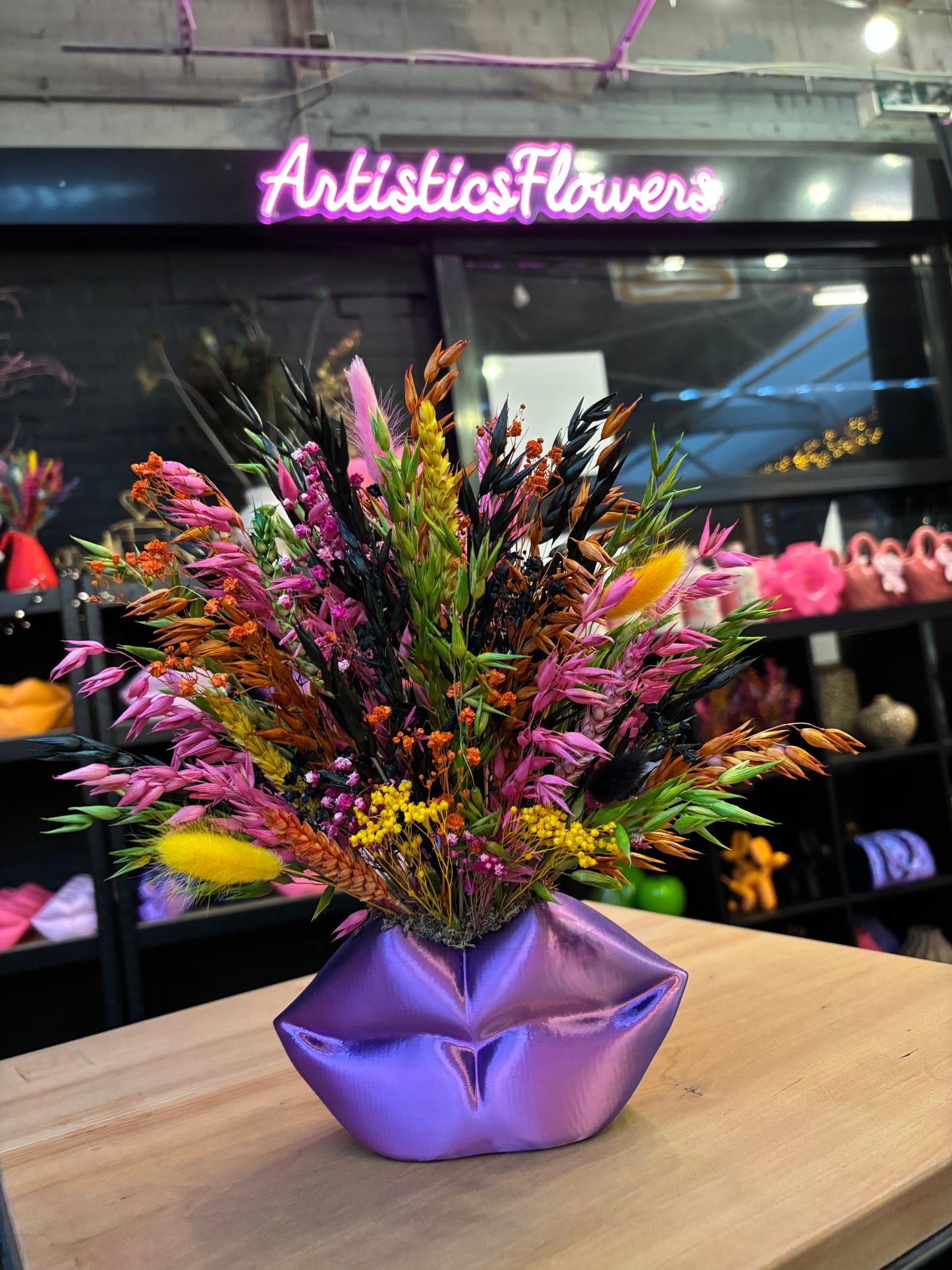 Lippen Neon Small X Flowers Vegas