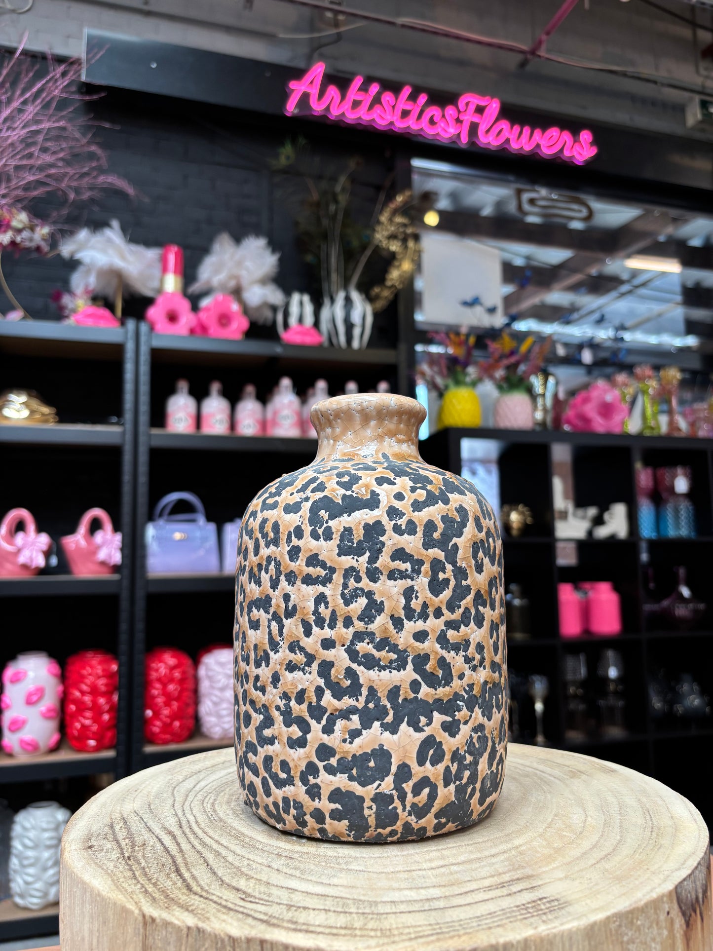 Leopard vaas 21x14x3 cm