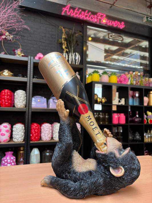 Clayre & Eef flessenhouder aap zwart