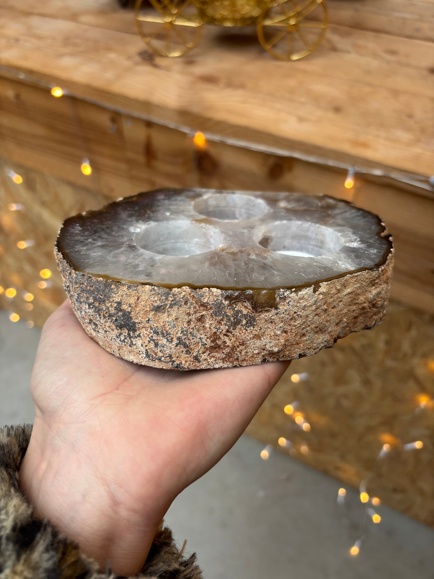 Agaat waxinelicht taupe