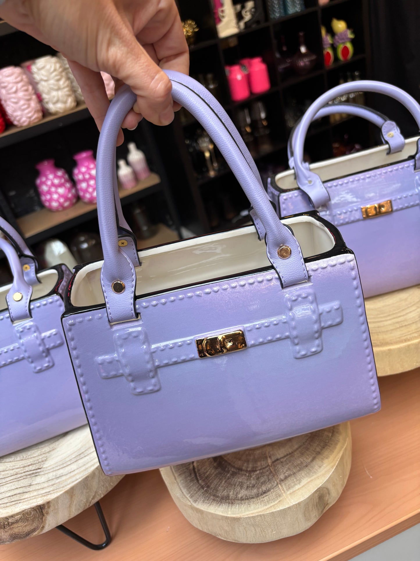 Exclusieve bag vase purple & Gold
