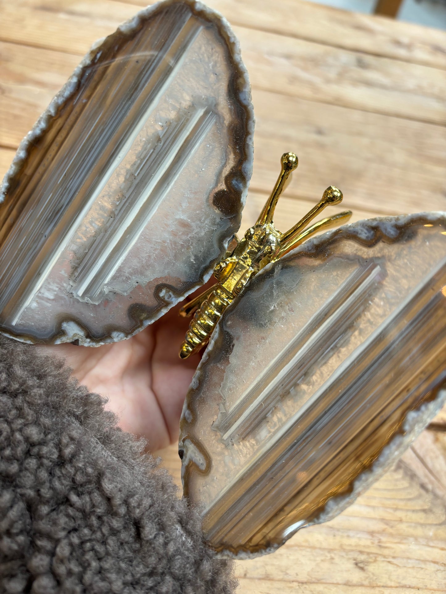 Vlinder van agaat wit gestreept