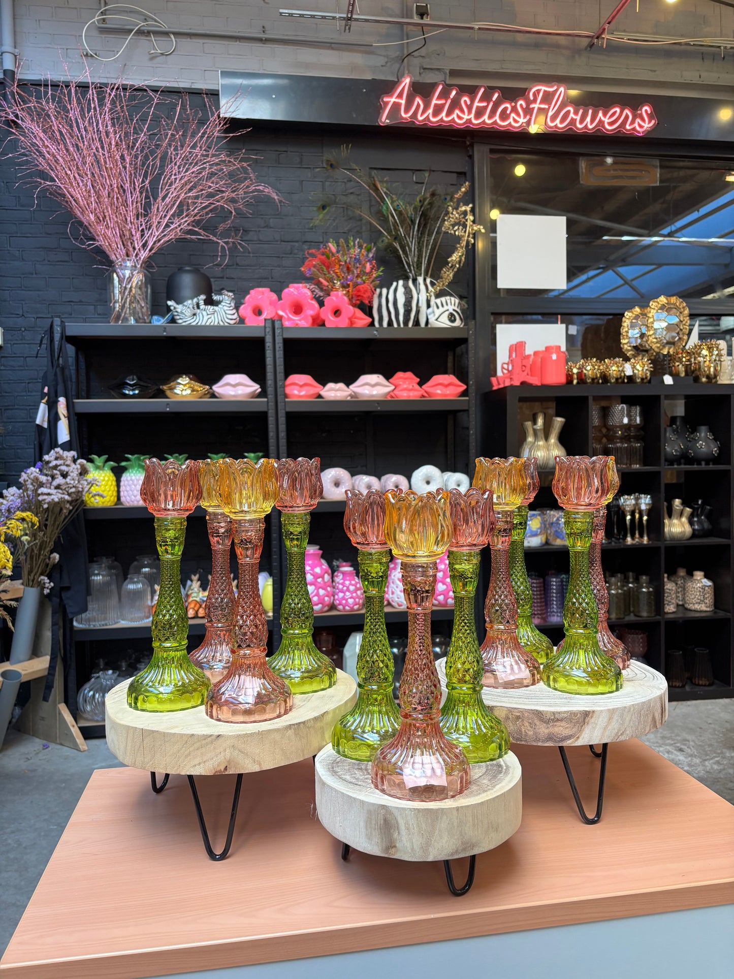 Tulpenkandelaar groen & geel