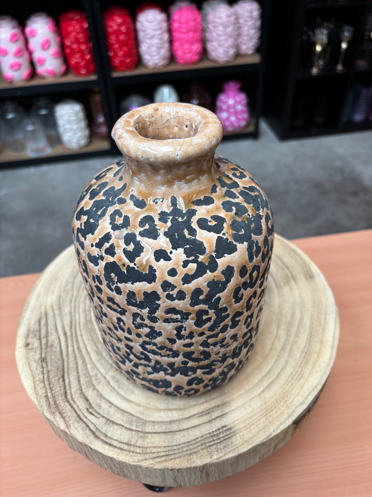 Leopard vaas 21x14x3 cm