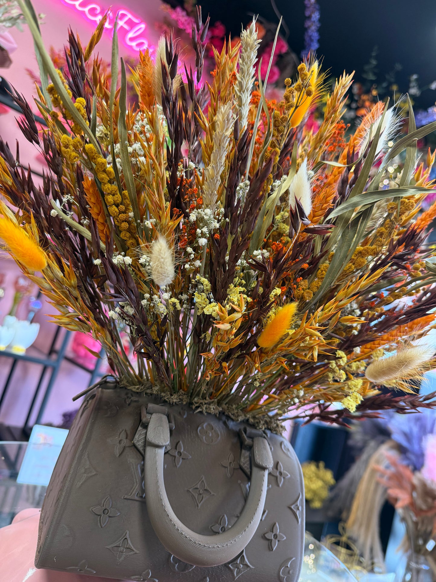 Bag vase dark brown & Boho Luxe Flowers