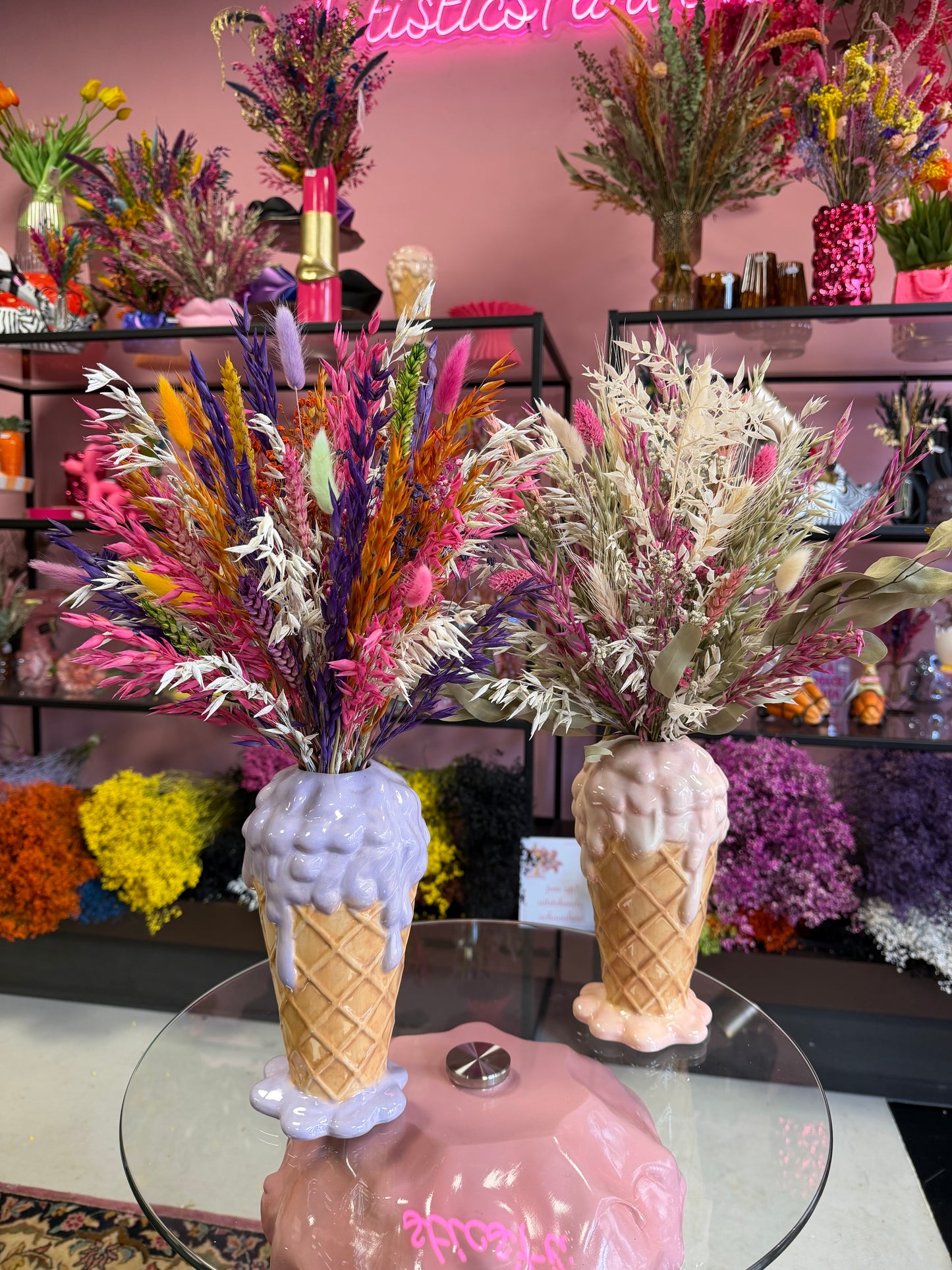 Ice cream vase & Flowers