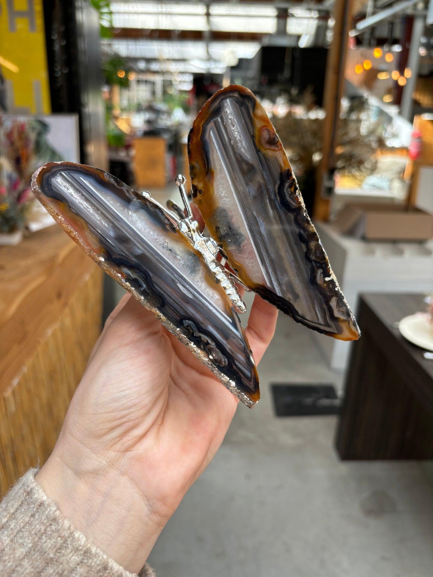 Vlinder van agaat grijs